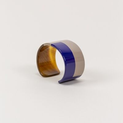 Two-tone indigo blue and cream coffee lacquered cuff