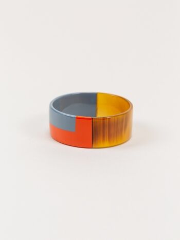 Bracelet laqué bicolore orange et gris-bleu 1