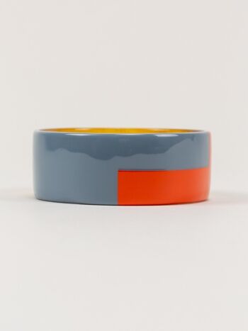 Bracelet laqué bicolore orange et gris-bleu 2