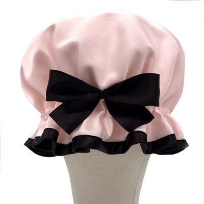 Vintage Pink Satin Shower Cap