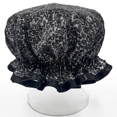 Black Sequin Luxury Shower Cap