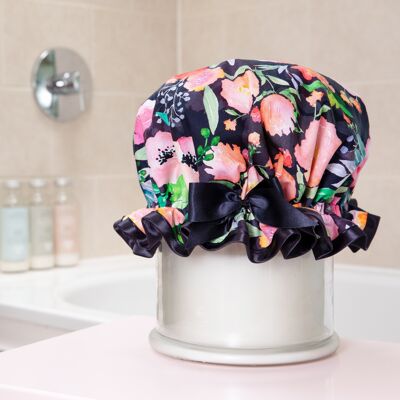 Watercolour Flowers Luxury Shower Cap