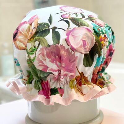 Satin English Garden Luxury Shower Cap