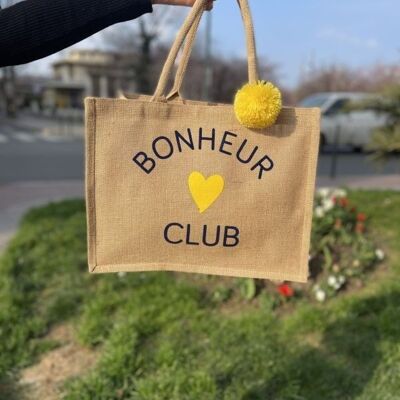 Grand Cabas jute "Bonheur Club"