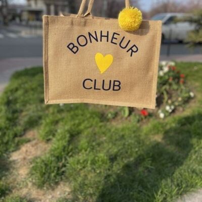 Große Einkaufstasche aus Jute "Bonheur Club"