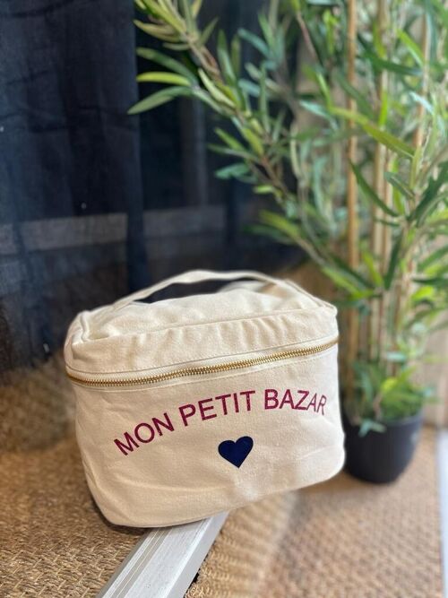 Vanity Coton Ecru " Mon petit bazar"