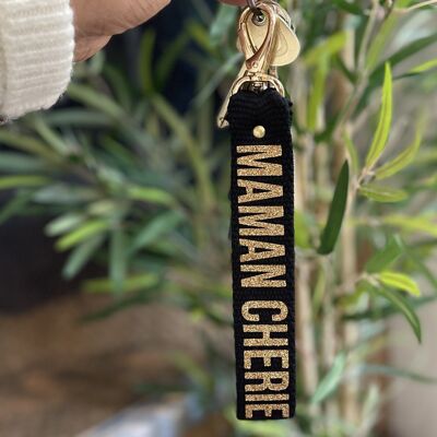 Black "Dear Mom" key ring