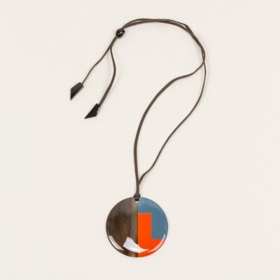 Gray and orange solid disc pendant