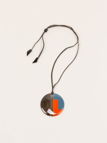 Pendentif Disque plein gris et orange 1