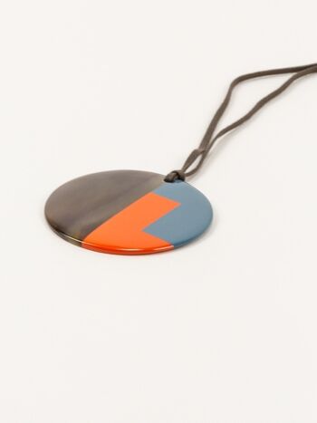 Pendentif Disque plein gris et orange 2