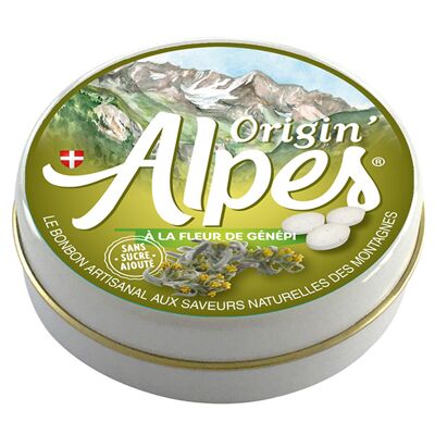 with Genepi Flowers - 40 pastilles sweets - Net 35G metal box - diameter 75mm
Origin'Alpes: The Artisanal Candy With Natural Flavors From The Mountains
English translation on the label