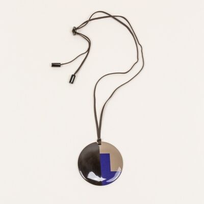Full disc pendant indigo and cream coffee