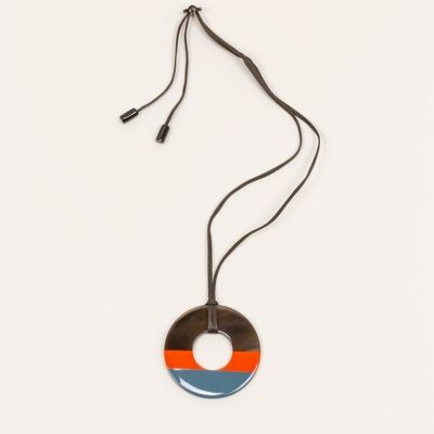 Pendentif Anneau orange et gris