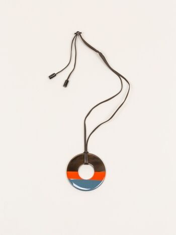 Pendentif Anneau orange et gris 1