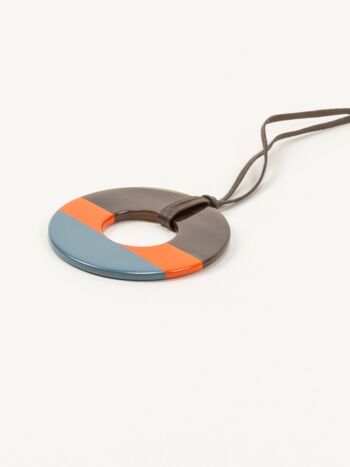 Pendentif Anneau orange et gris 2