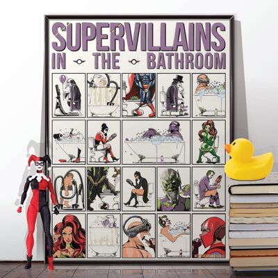 Superschurken im Badezimmer. Ungerahmtes Poster