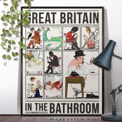 Britain bathroom print. Unframed poster