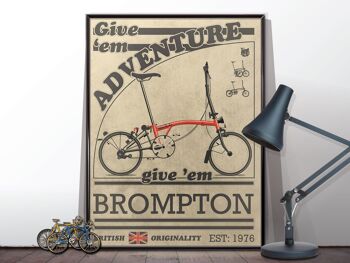 Annonce de vélo de style vintage Brompton. Affiche sans cadre 1