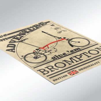 Annonce de vélo de style vintage Brompton. Affiche sans cadre 2