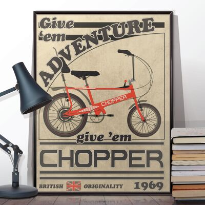 Anuncio de bicicletas Chopper de estilo vintage. Póster sin marco