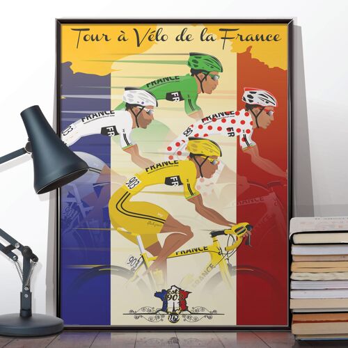 Jerseys of the Tour de France. Unframed poster