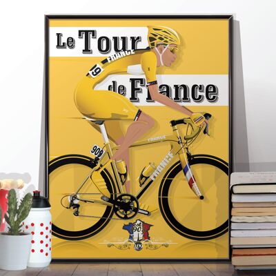 Tour De France Poster Wandkunst Hängen Druck Home Dekor Fahrrad Radrennen Grand Depart Radfahren gelbes Trikot. Ungerahmtes Poster