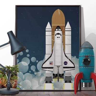 NASA Space Shuttle Rakete. Ungerahmtes Poster