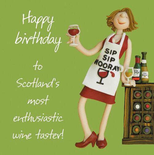Scotland wine taster birthday card by Erica Sturla