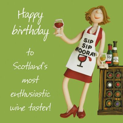 Scotland wine taster birthday card by Erica Sturla