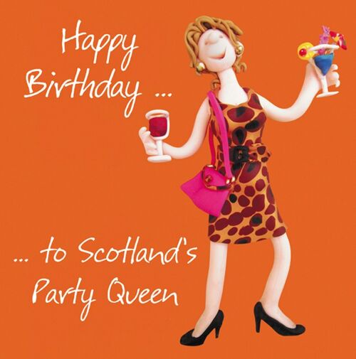 Scotland's party queen birthday card by Erica Sturla