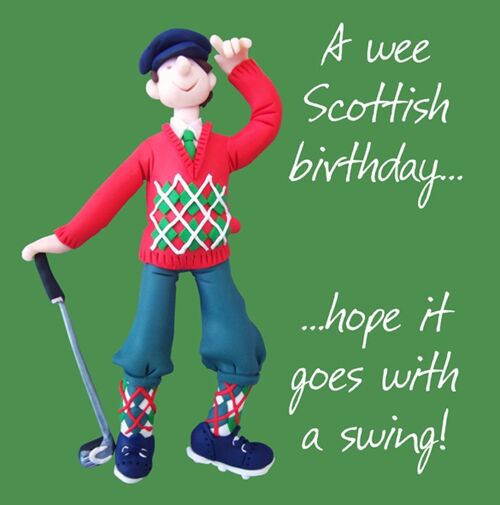 Scottish birthday golf male birthday card by Erica Sturla