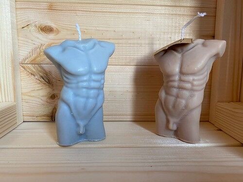 Male torso candle - Chocolate - Red