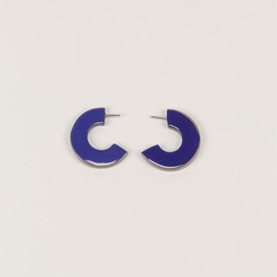 Indigo blue and cream coffee lacquered comma earrings