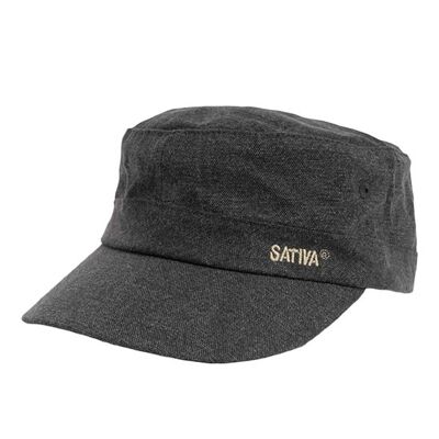 Sombrero militar de cáñamo Sativa con correa trasera - gris