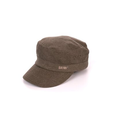 Sativa Hemp Military Hat with Strapback - khaki