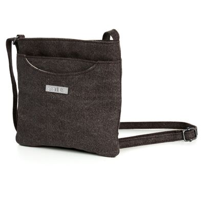 Sativa Hemp Flat Petite Shoulder Bag - grey