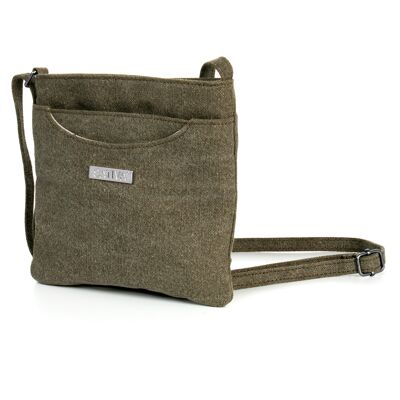 Sativa Hemp Flat Petite Shoulder Bag - khaki