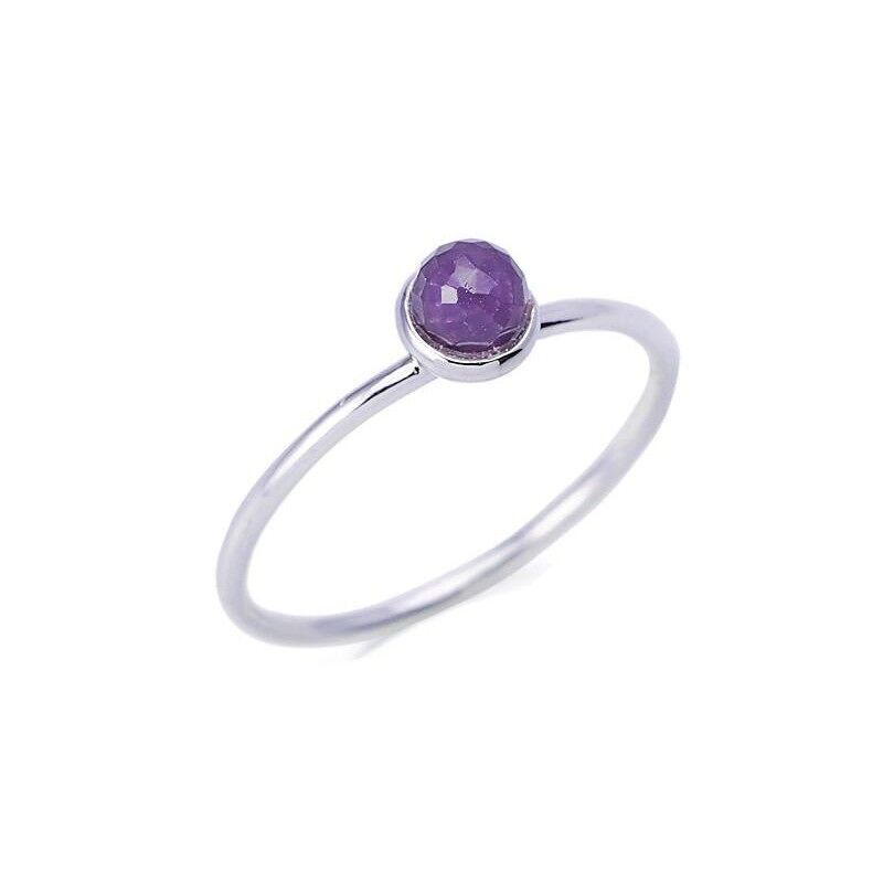 Ring with natural purple amethyst, in rhodium silver 925/1000 - CJF-BA004
