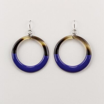 Indigo blue lacquered fine hoop earrings