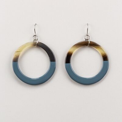Gray-blue lacquered fine hoop earrings