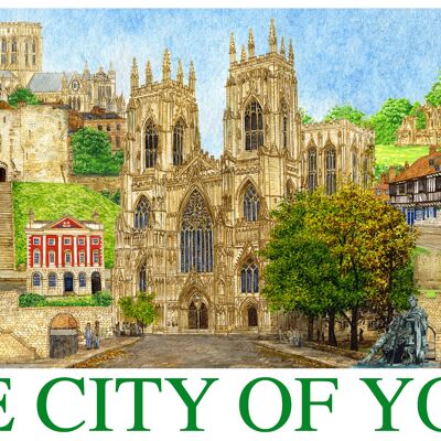 Tea Towel York Montage, ( LS ).