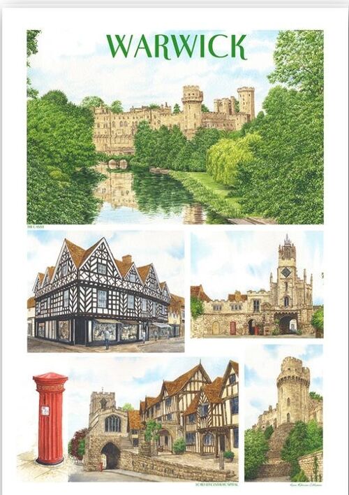 Tea Towel Warwick Multi Image.