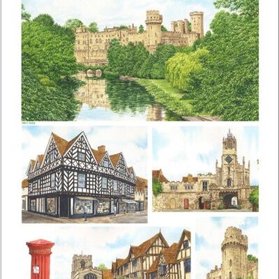 Tea Towel Warwick Multi Image.