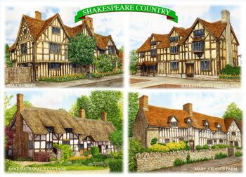 Carte du comté de Shakespeare. ( 4 vues).Warwickshire