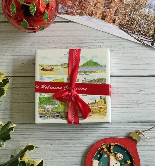 Cornwall Christmas coaster Gift Set.