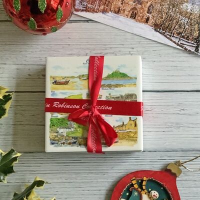 Set regalo sottobicchiere di Natale della Cornovaglia.