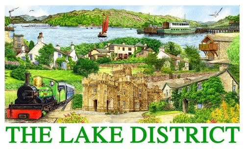 Tea Towel, ( Cotton), Lake District montage