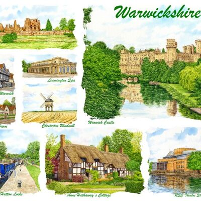 Karte, Warwickshire-Mehrfachbild