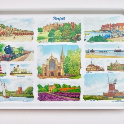 Large Melamine Tray, Norfolk Multi image.