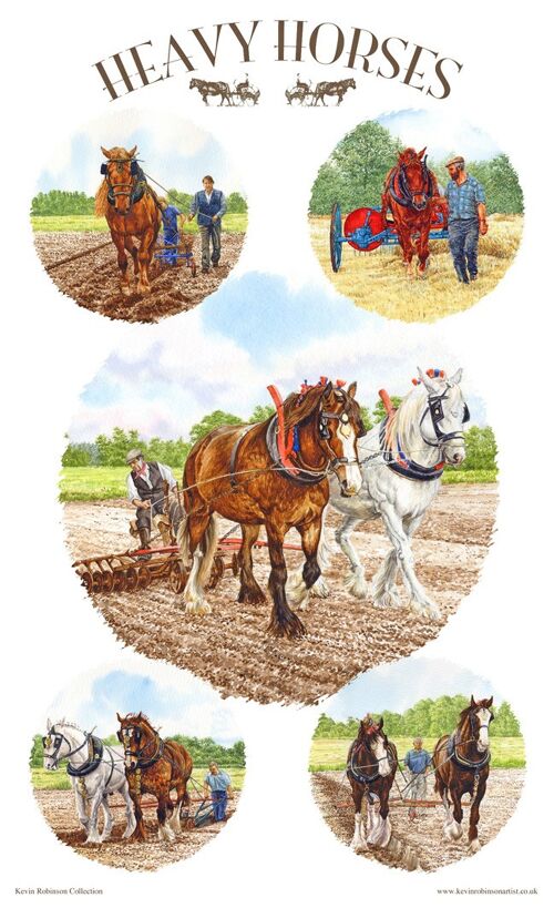 Tea Towel, Cotton Heavy Horses